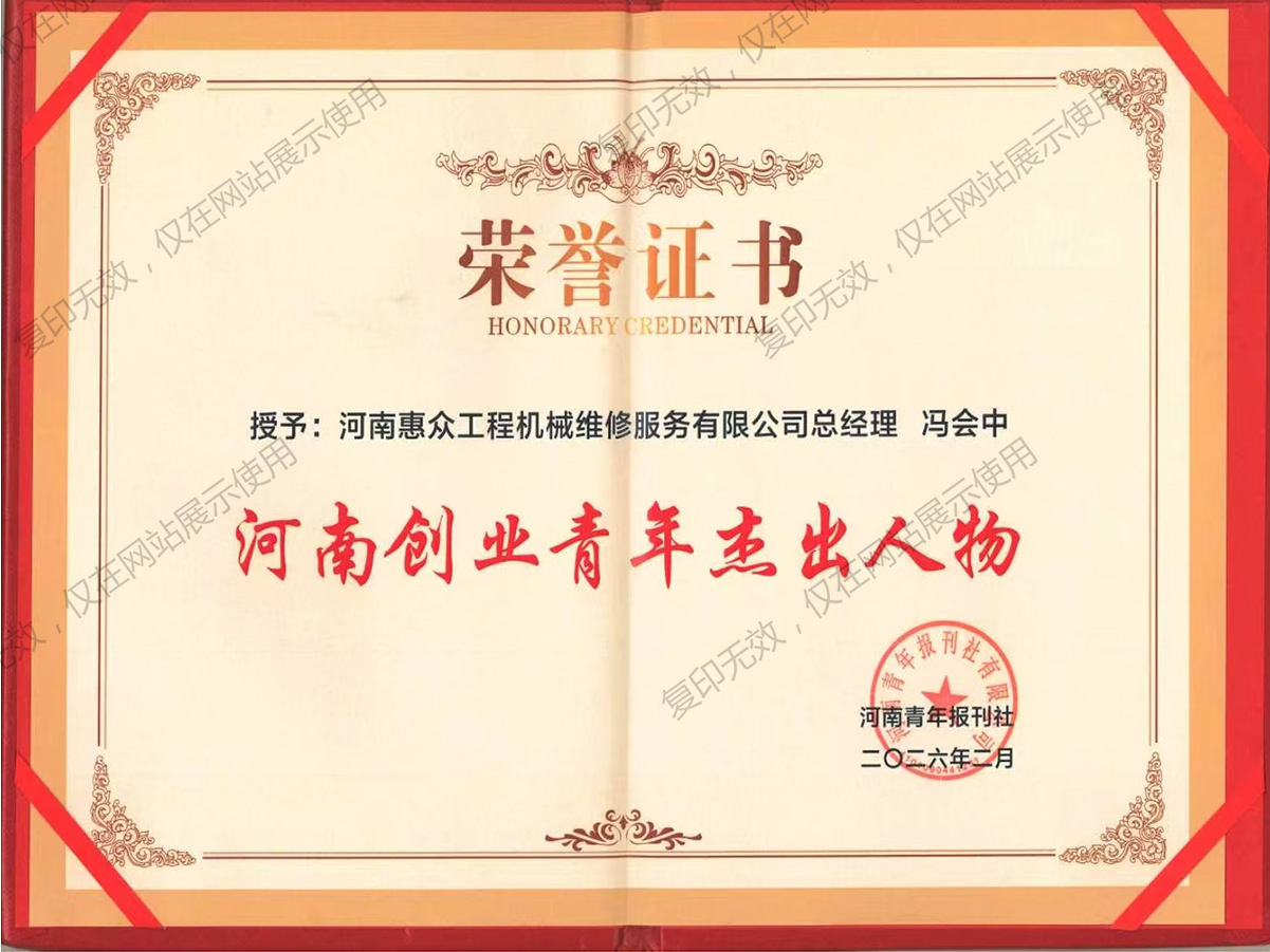 河南创业青年卓越人物证书